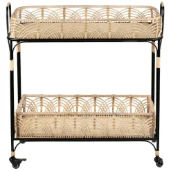 Fabrique de Styles Desserte en fer et rotin 2 niveaux - Element* Ilots Et Dessertes