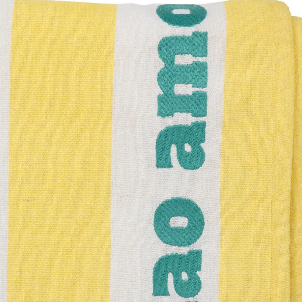 Fabrique de Styles Drap de plage en coton rayé jaune et bleu 170x85cm - Medi* Draps De Plage Et Foutas
