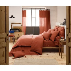 Fabrique de Styles Edredon en gaze de coton terracotta 150x150cm - Gaia* Housses D'édredon