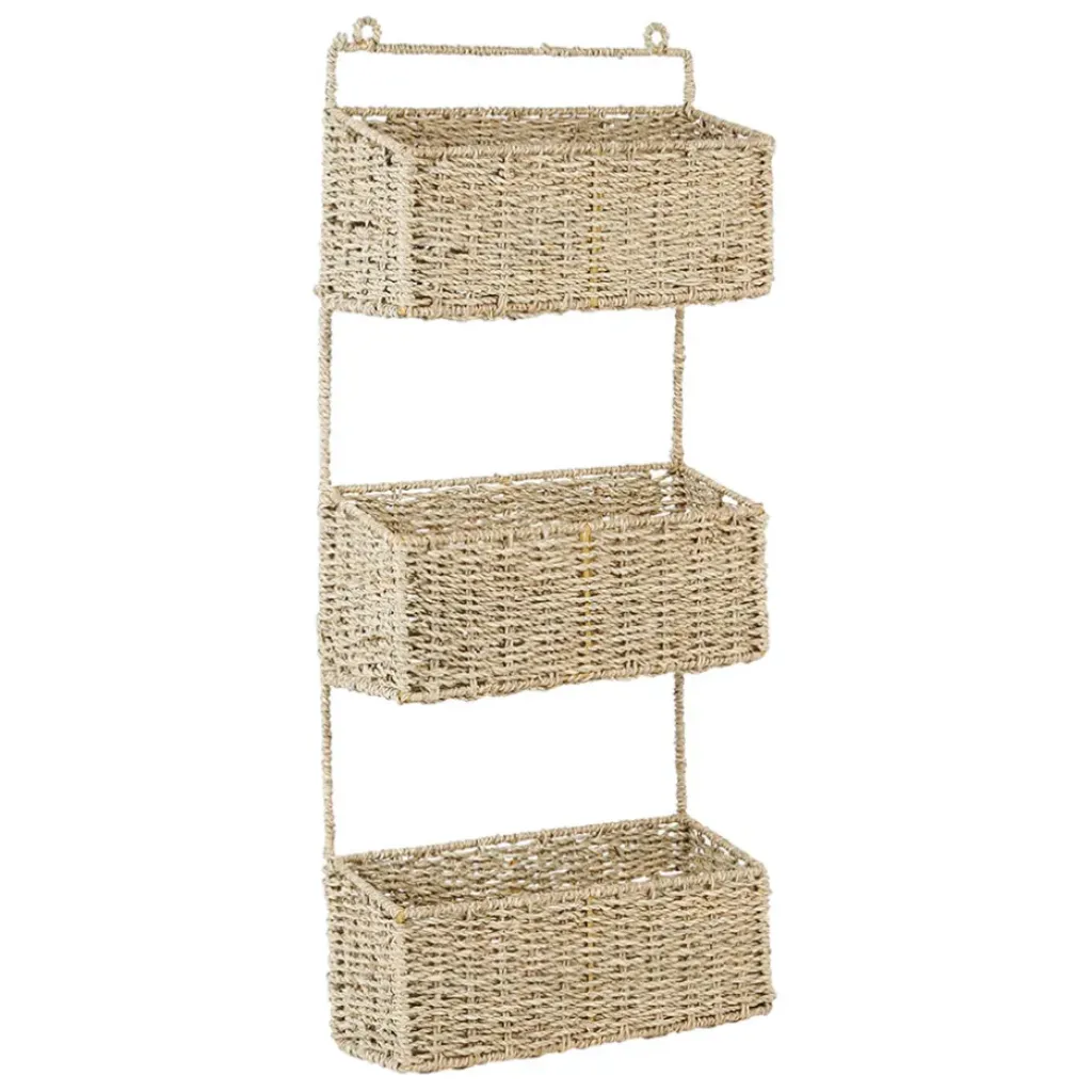 Fabrique de Styles Etagere murale 3 paniers recif en jonc de mer* Étagères Murales
