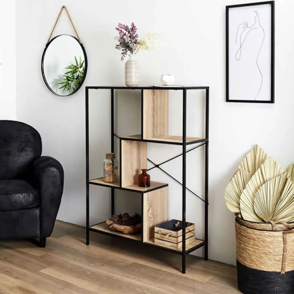 Fabrique de Styles Etagère industrielle en bois et métal H113cm - Edgard* Bibliothèques Et Étagères