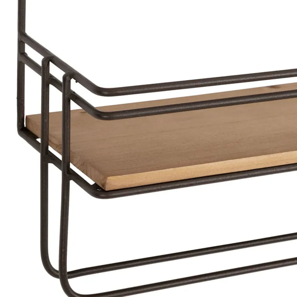 Fabrique de Styles Etagère murale avec dévodoir en fer brun et sapin - Maison De Campa* Étagères Murales