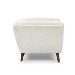 Fabrique de Styles Fauteuil de salon en tissu effet bouclette écru - Beryl* Fauteuils