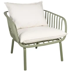Fabrique de Styles Fauteuil d'extérieur avec 2 coussins en tissu blanc - Lumi*Enfant Chaises, Fauteuils|Jardin