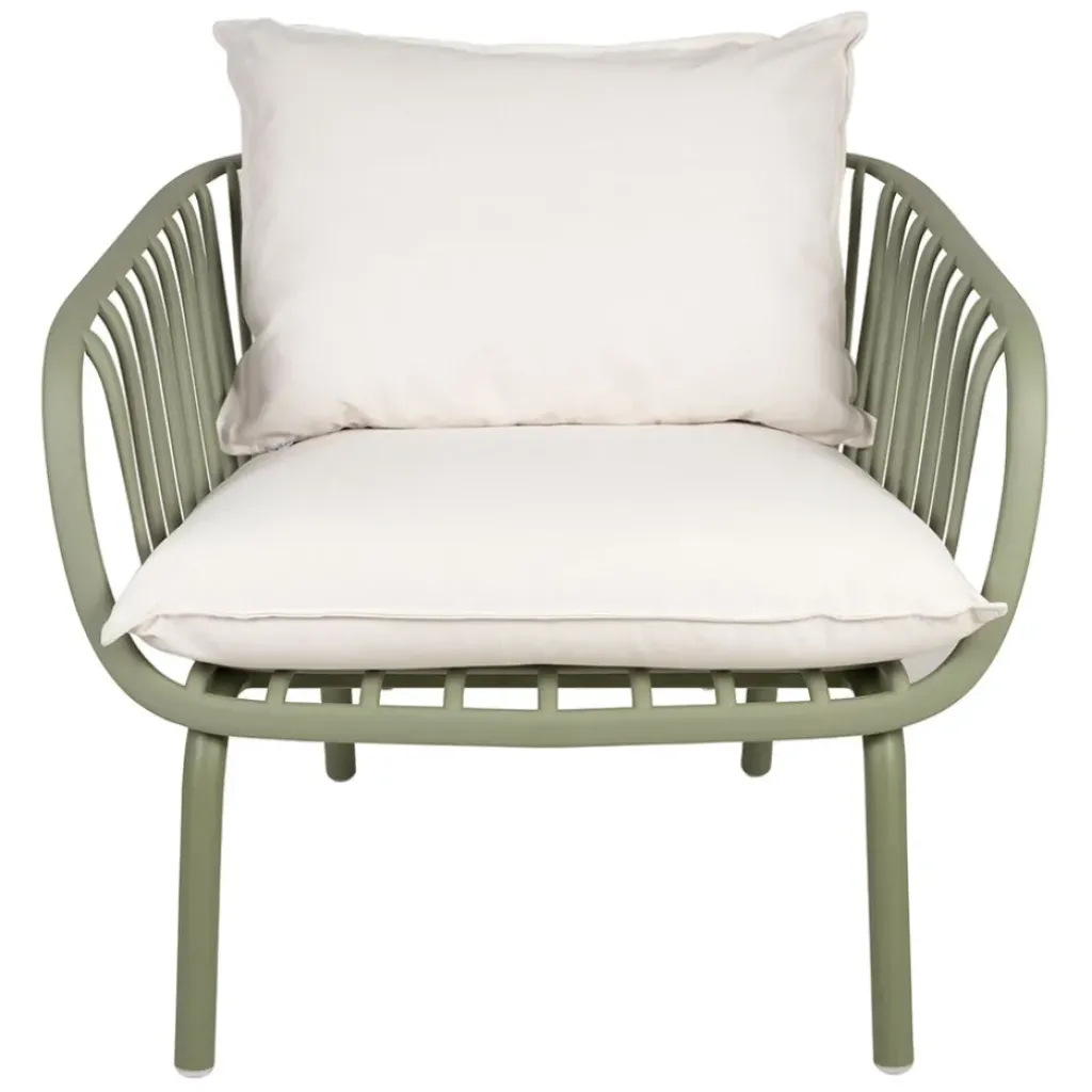 Fabrique de Styles Fauteuil d'extérieur avec 2 coussins en tissu blanc - Lumi*Enfant Chaises, Fauteuils|Jardin