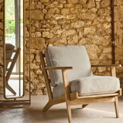 Fabrique de Styles Fauteuil en coton gris et chêne - Laureli* Fauteuils