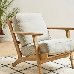 Fabrique de Styles Fauteuil en coton gris et chêne - Laureli* Fauteuils