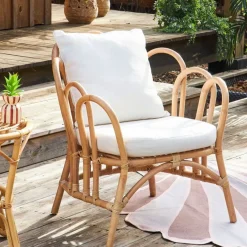 Fabrique de Styles Fauteuil en rotin avec coussin blanc - Sherbrooke*Enfant Chaises, Fauteuils|Jardin
