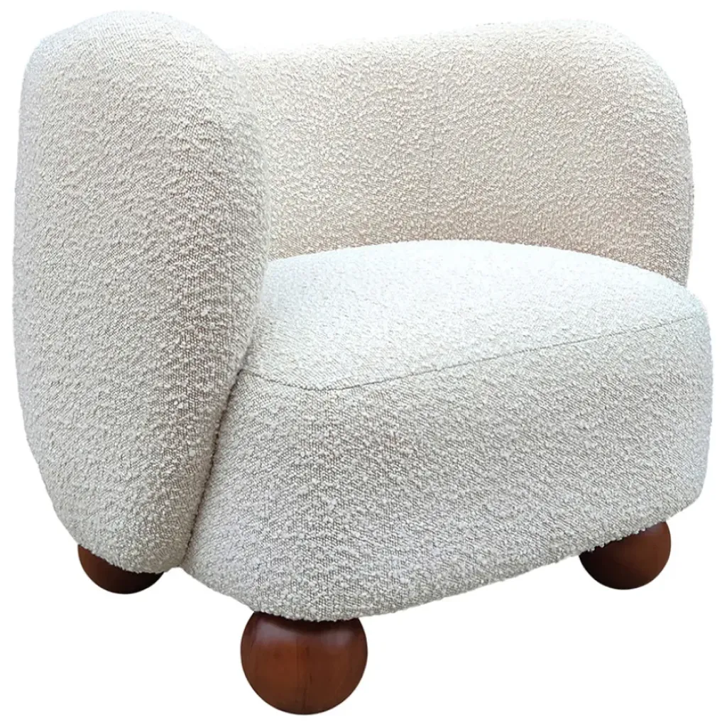 Fabrique de Styles Fauteuil en tissu bouclette écru - Sixties* Fauteuils