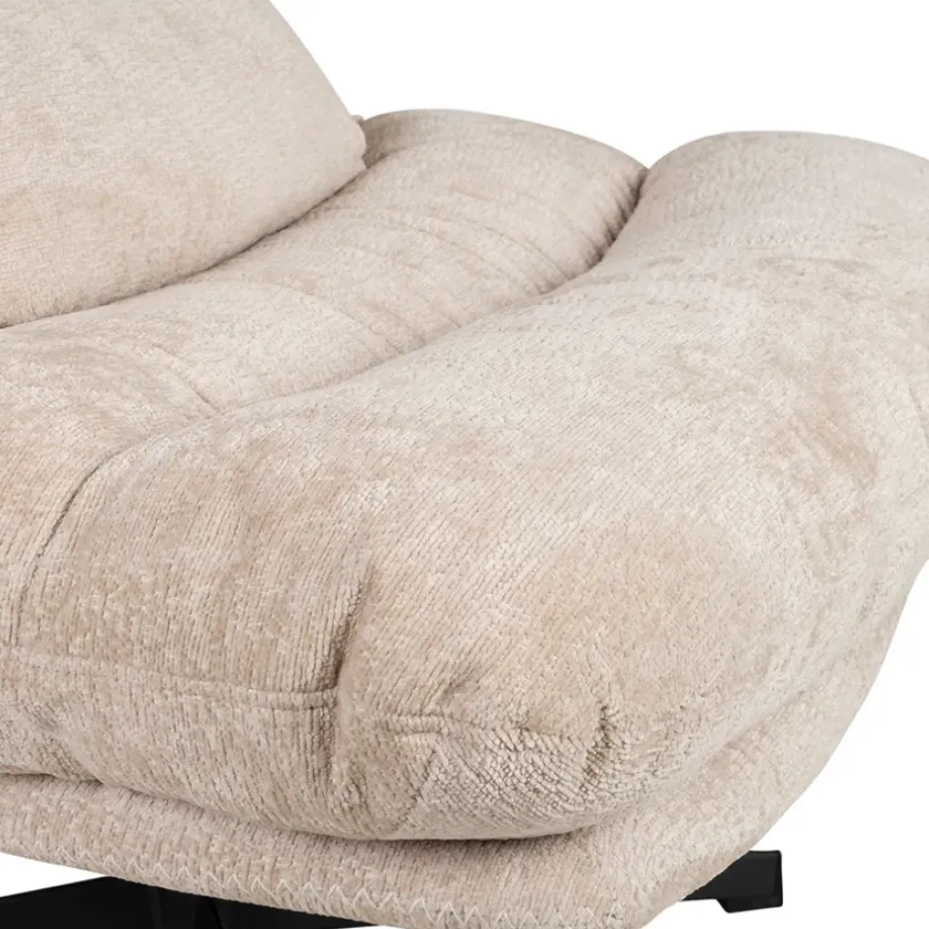Fabrique de Styles Fauteuil et repose pied en tissu beige et fer noir - Lery* Fauteuils