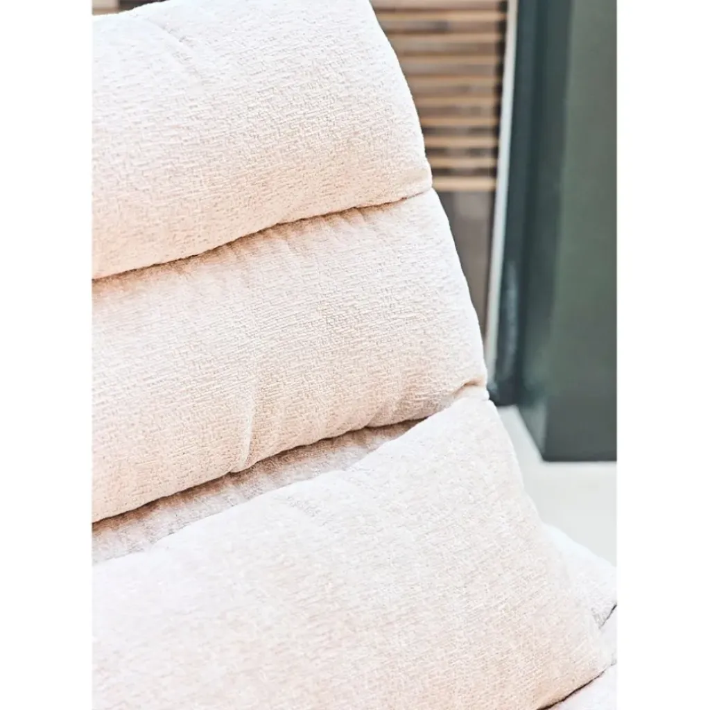 Fabrique de Styles Fauteuil et repose pied en tissu beige et fer noir - Lery* Fauteuils