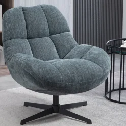 Fabrique de Styles Fauteuil pivotant en tissu bleu - Molto* Fauteuils