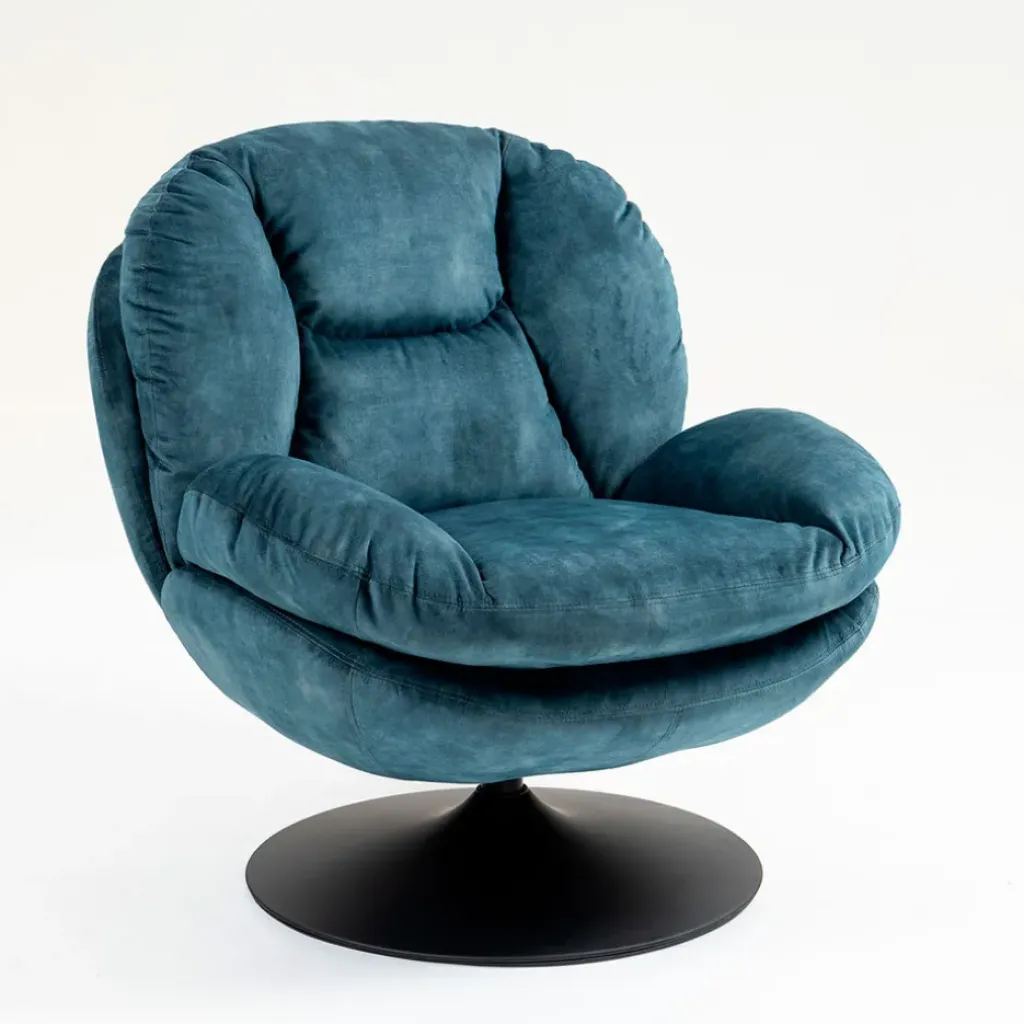 Fabrique de Styles Fauteuil pivotant en velours bleu - Topi* Fauteuils