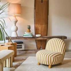 Fabrique de Styles Fauteuil rayé en coton et bois d'hévéa - Belly* Fauteuils