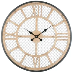 Fabrique de Styles Horloge murale naturel et fer noir D72cm - Atelier* Horloges