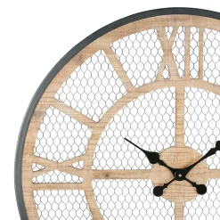 Fabrique de Styles Horloge murale naturel et fer noir D72cm - Atelier* Horloges