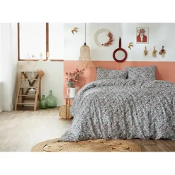 Fabrique de Styles Housse de couette 240x220 cm et 2 taies d'oreiller 60x60cm en coton imprimé fleurs - Malia* Housses De Couette