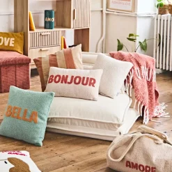 Fabrique de Styles Housse de coussin bouclette "Bella" et camel 45x45cm - Funky* Coussins Et Housses