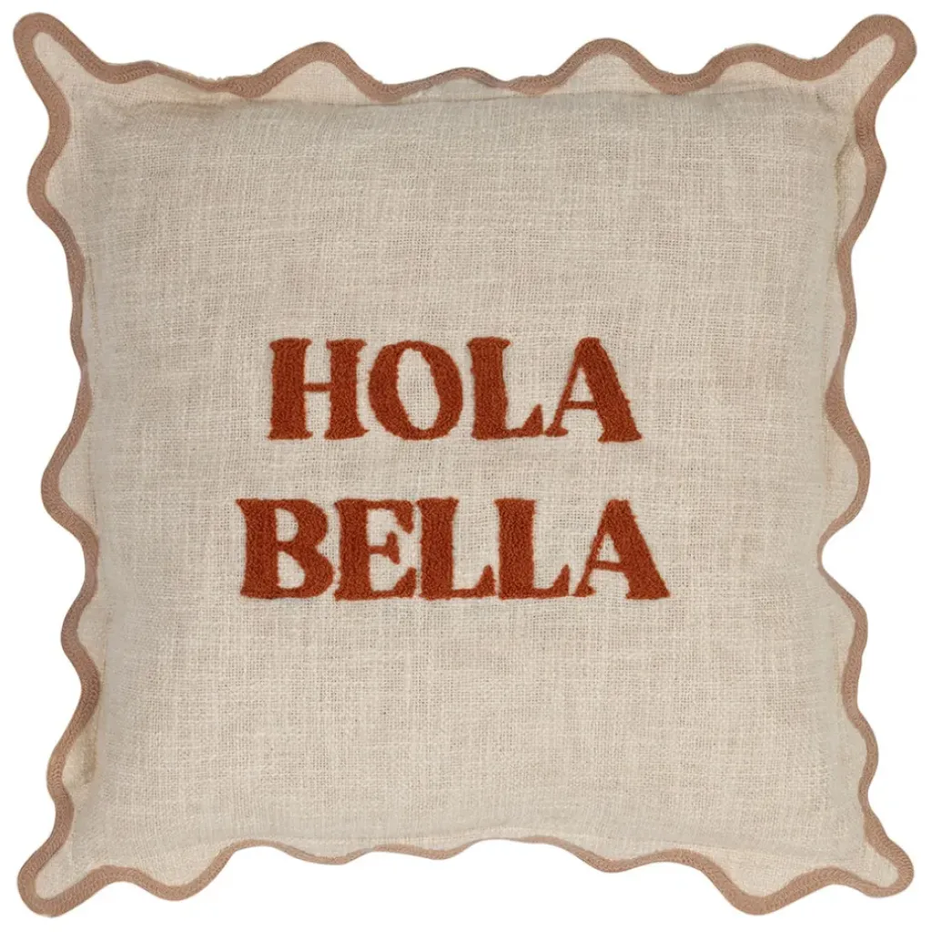 Fabrique de Styles Housse de coussin brodée hola Bella en coton 45x45cm - Lumi* Coussins Et Housses