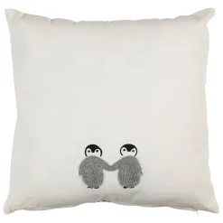 Fabrique de Styles Housse de coussin écru et gris 45x45cm - Banquise*Enfant Textiles
