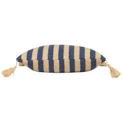 Fabrique de Styles Housse de coussin d'extérieur en tissu rayé et naturel 45x45cm - Medi*Enfant Textiles Outdoor|Jardin