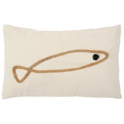 Fabrique de Styles Housse de coussin en coton écru et jute naturel 50x30cm - Eté A La Mer* Coussins Et Housses