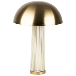 Fabrique de Styles Lampe champignon en fer et nylon h58cm blanc et doré - Champart* Lampes À Poser