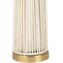 Fabrique de Styles Lampe champignon en fer et nylon h58cm blanc et doré - Champart* Lampes À Poser