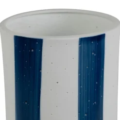 Fabrique de Styles Lampe cylindre en porcelaine rayée et blanc h28cm - Alaria* Lampes À Poser