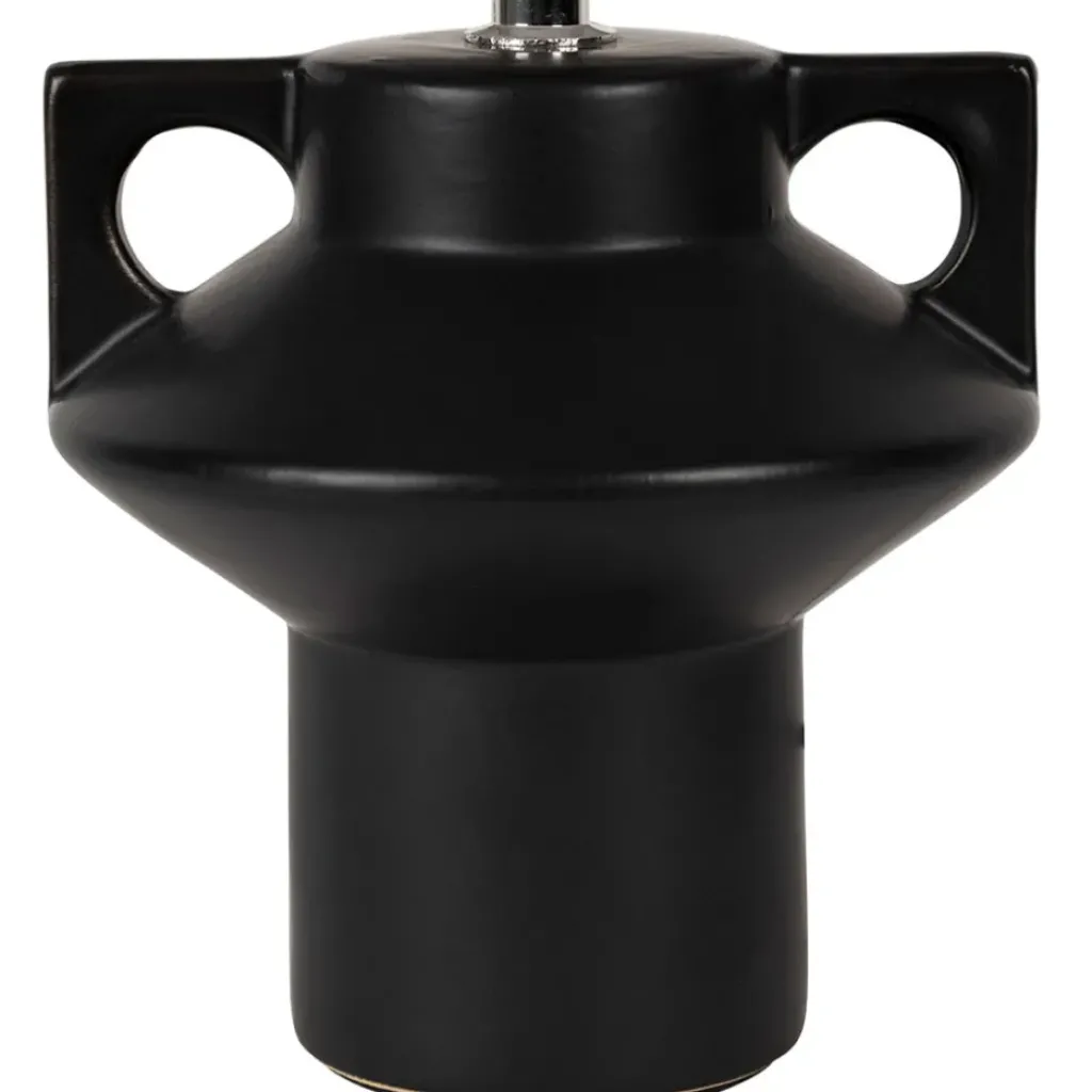 Fabrique de Styles Lampe en céramique et lin noir et écru h35cm - Eterra* Lampes À Poser