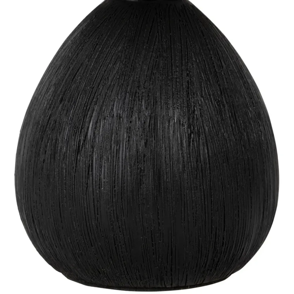 Fabrique de Styles Lampe en céramique et lin noir et écru h26cm - Minimal* Lampes À Poser