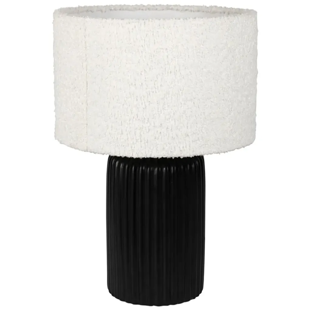 Fabrique de Styles Lampe en céramique noir et coton ecru h41cm - Organic* Lampes À Poser