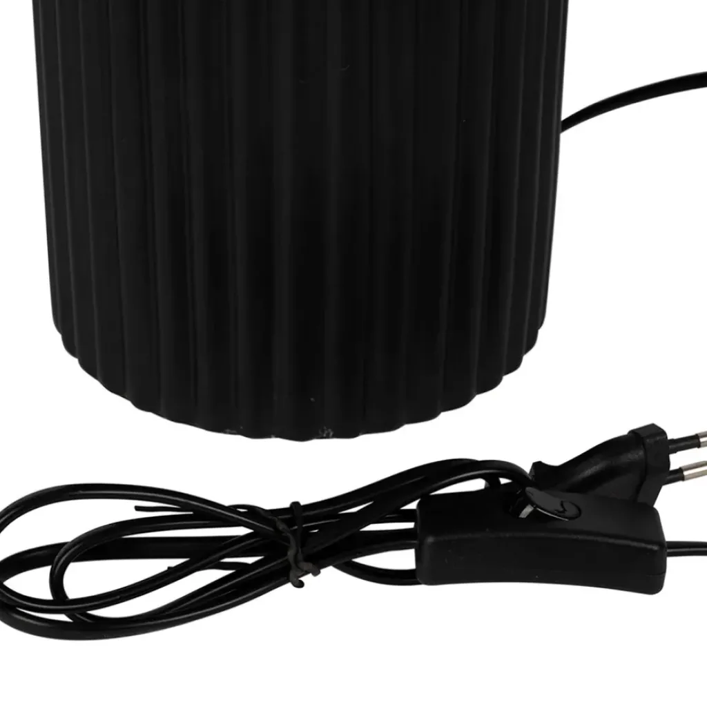 Fabrique de Styles Lampe en céramique noir et coton ecru h41cm - Organic* Lampes À Poser