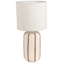 Fabrique de Styles Lampe en céramique rayée et écru h40cm - Paese* Lampes À Poser