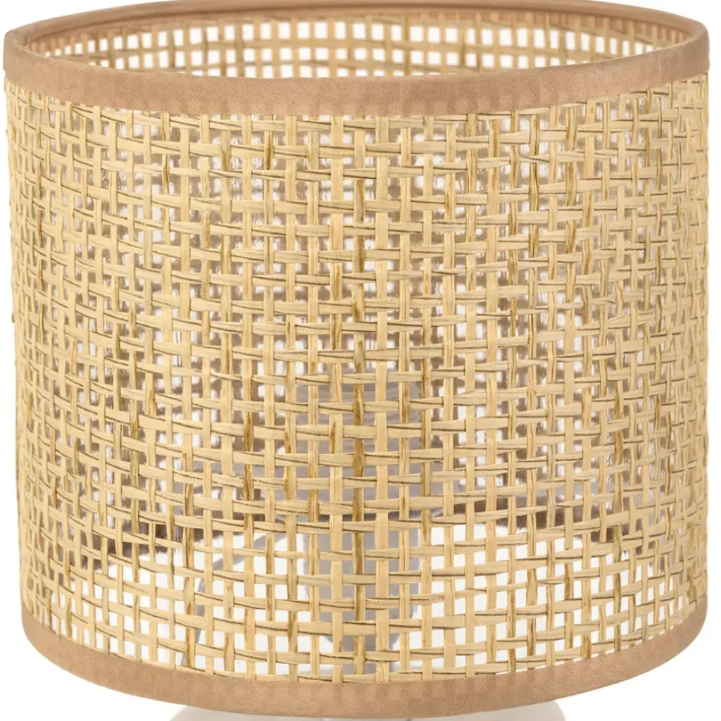 Fabrique de Styles Lampe en céramique rayée émeraude et blanc h27cm - Medi* Lampes À Poser