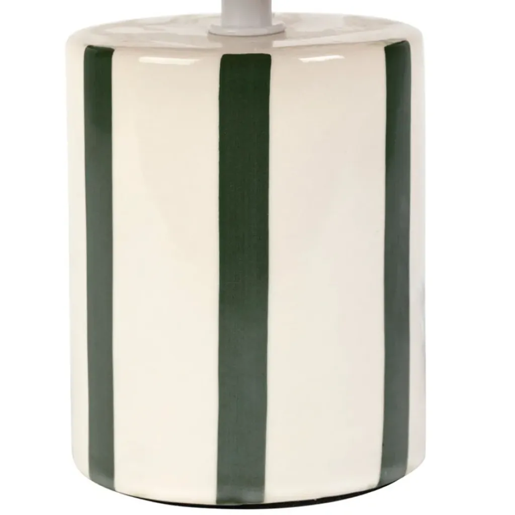Fabrique de Styles Lampe en céramique rayée émeraude et blanc h27cm - Medi* Lampes À Poser