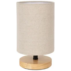 Fabrique de Styles Lampe en hévéa et lin naturel et beige h23.5cm - Filen* Lampes À Poser