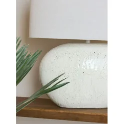 Fabrique de Styles Lampe en terre cuite et lin blanc h50cm - Tahra* Lampes À Poser