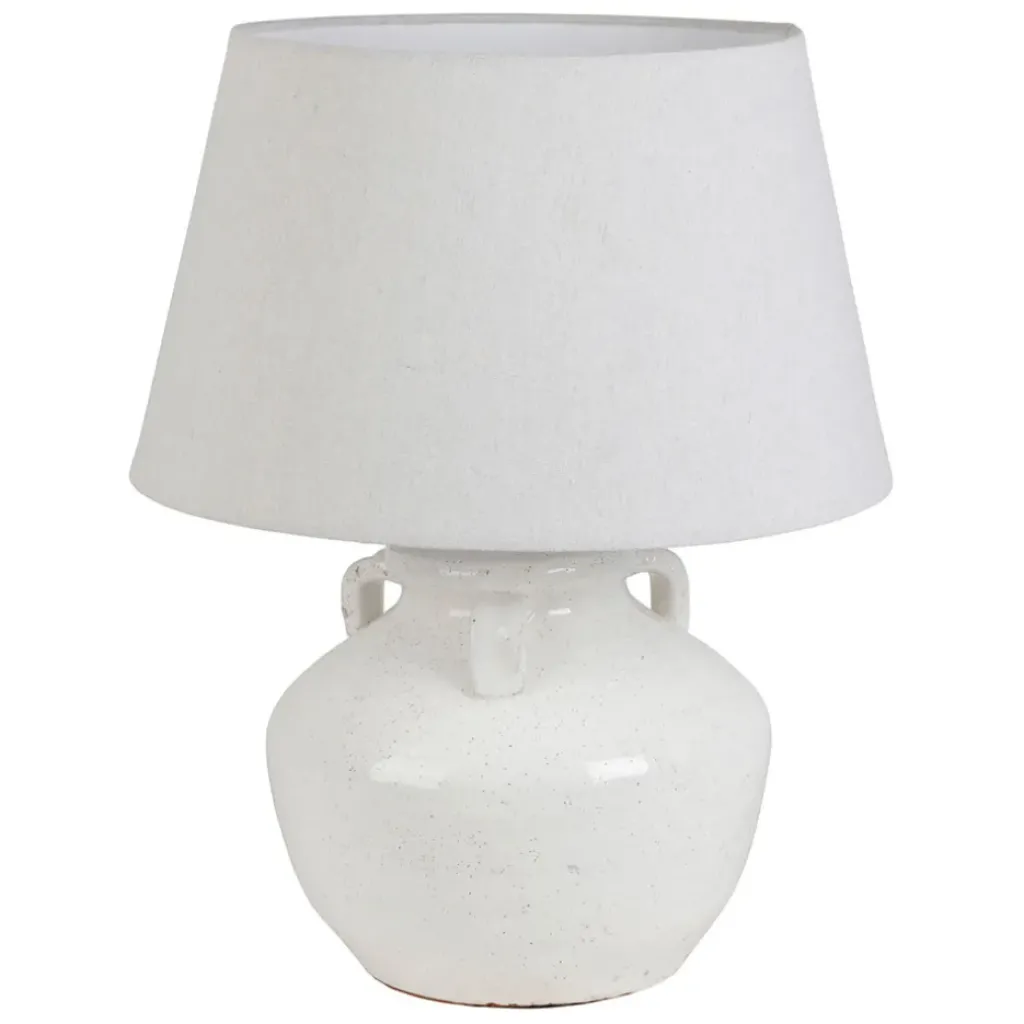 Fabrique de Styles Lampe en terre cuite et lin blanc h47cm - Tahra* Lampes À Poser
