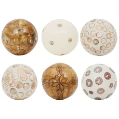 Fabrique de Styles Lot de 6 boules décoratives en résine ivoire et brun - Yumbe* Petits Objets Déco