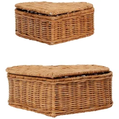 Fabrique de Styles Lot de 2 corbeilles coeur avec couvercle en rotin - Fantine* Paniers Et Corbeilles