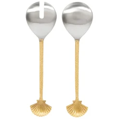 Fabrique de Styles Lot de 2 couverts de salade en inox et laiton - Coquillage* Ustensibles De Cuisine