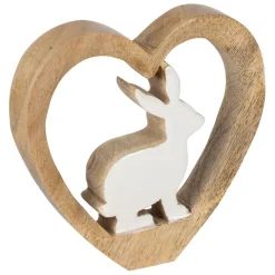 Fabrique de Styles Lot de 2 Lapins cœur en manguier naturel et blanc - Floréal* Petits Objets Déco
