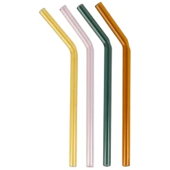 Fabrique de Styles Lot de 4 pailles en verre borosilicate h19cm - Funny* Accessoires Réutilisables