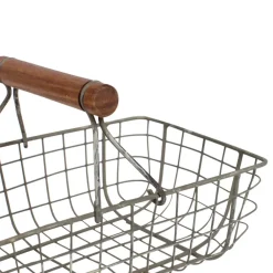 Fabrique de Styles Lot de 3 paniers en fer avec anse en bois* Paniers Et Corbeilles