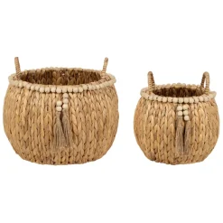 Fabrique de Styles Lot de 2 paniers en Jacynthe d'eau et fer - Eté A La Mer* Paniers Et Corbeilles