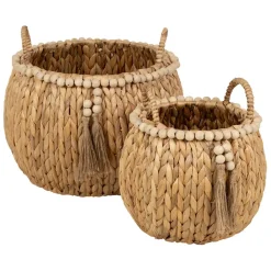 Fabrique de Styles Lot de 2 paniers en Jacynthe d'eau et fer - Eté A La Mer* Paniers Et Corbeilles