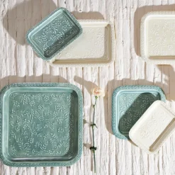 Fabrique de Styles Lot de 2 plateaux carré en fer émaillé - Baroque* Plateaux