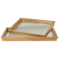 Fabrique de Styles Lot de 2 plateaux en bois et verre - Firmin* Plateaux
