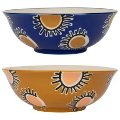 Fabrique de Styles Lot de 2 saladiers en grès bleu et moutarde - Funny* Plats Et Saladiers